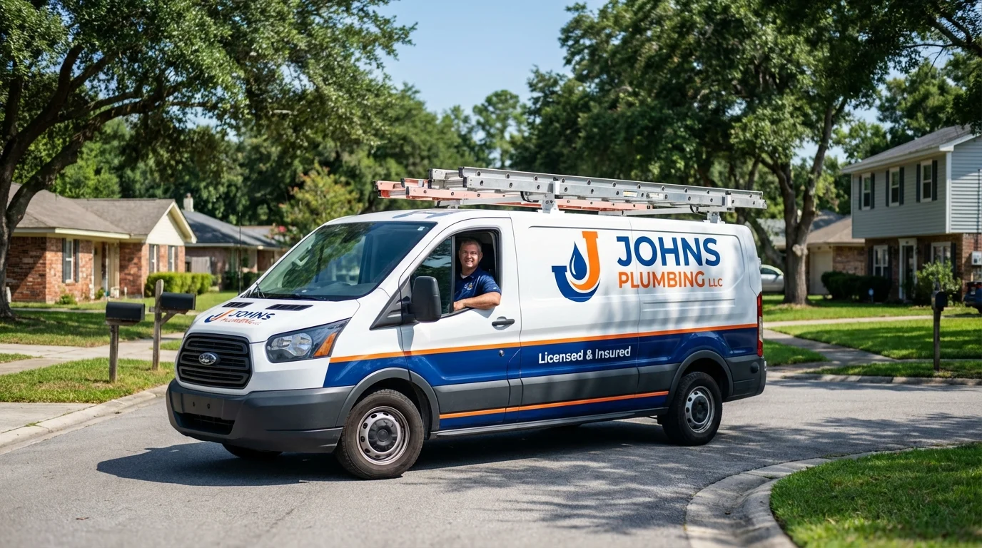 Johns Plumbing LLC service van in Montour Falls, NY