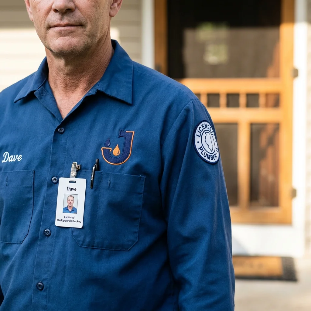 Licensed plumber showing ID badge in Montour Falls, NY