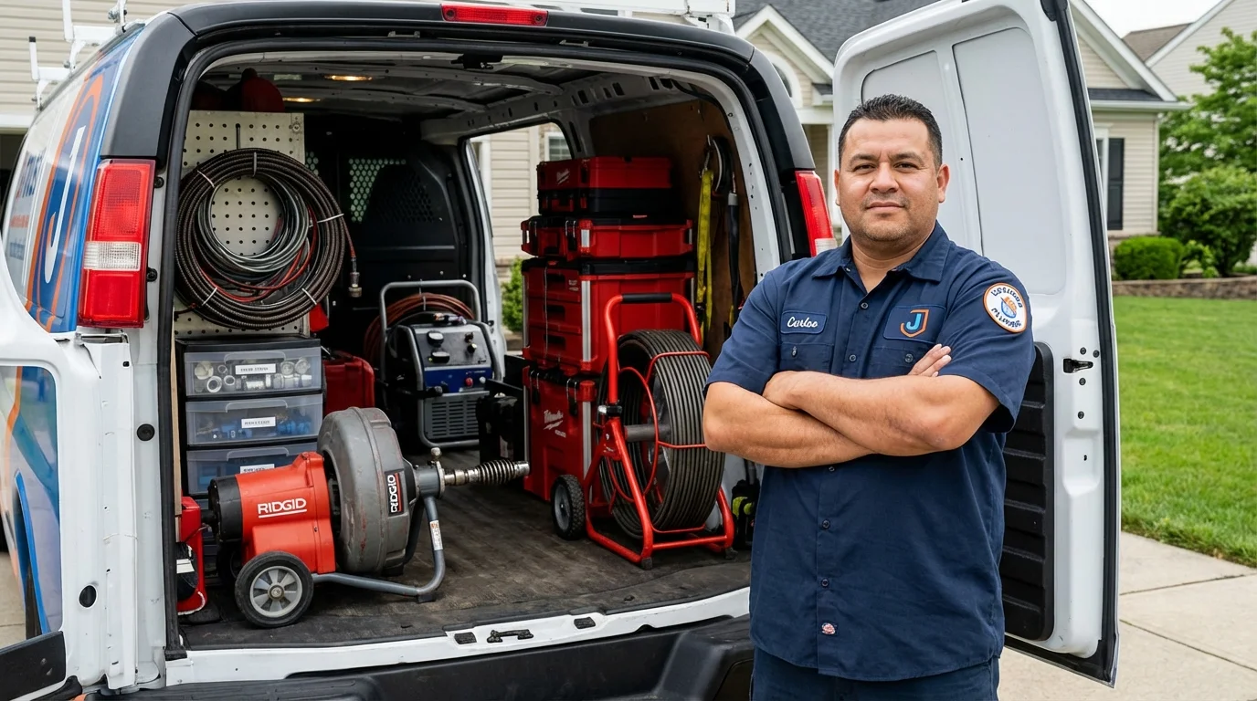 Professional drain cleaning equipment and Johns Plumbing LLC plumber in Montour Falls