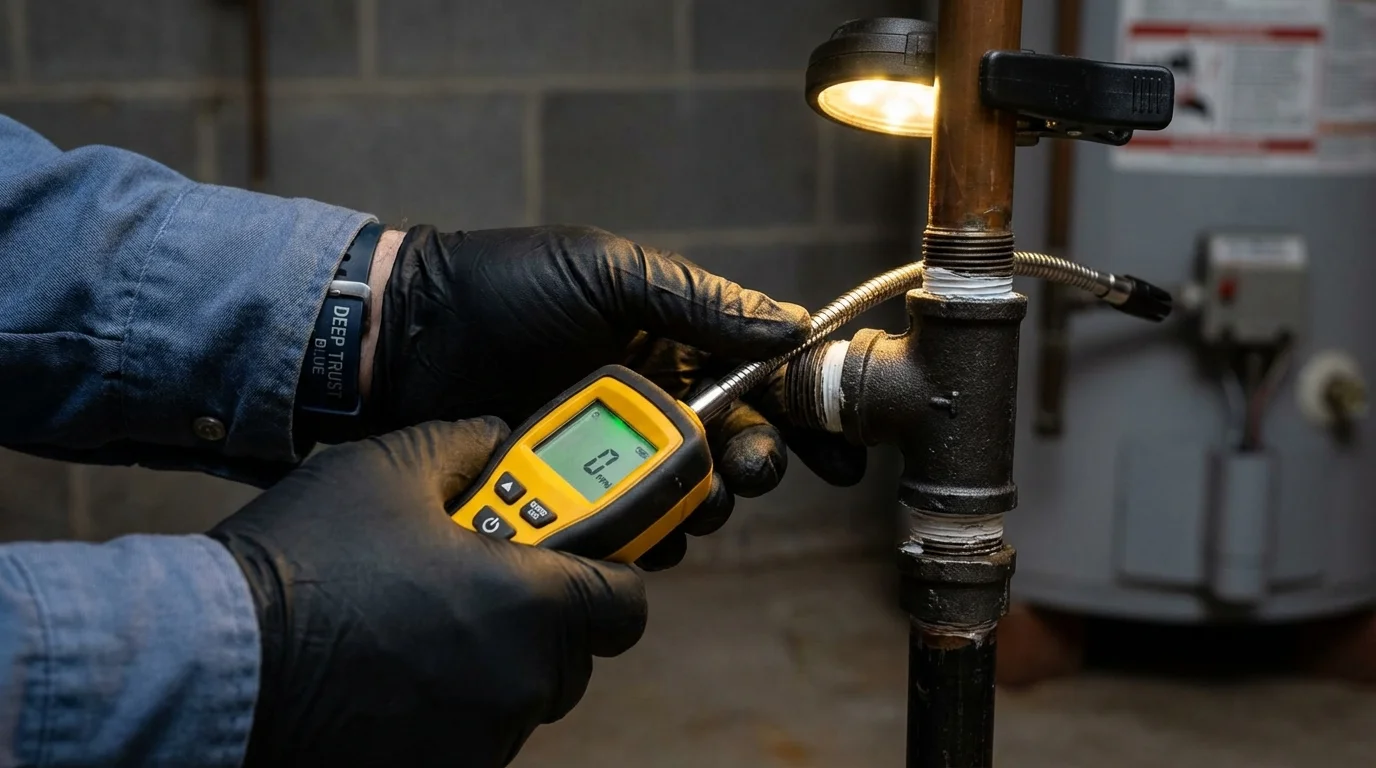Gas leak detection with electronic sniffer by Johns Plumbing LLC in Montour Falls